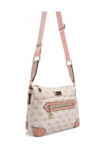 Silver & Polo Silver Polo Pembe - Pudra Monogram Kadın Çapraz Çanta Sp1110