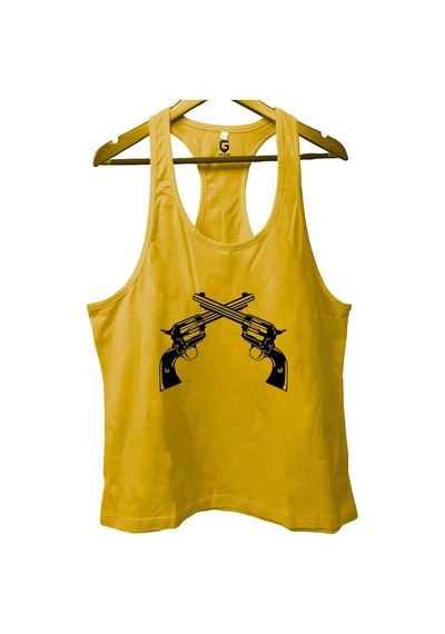 Top Glory Guns Sarı Gym Fitness Tank Top Sporcu Atleti