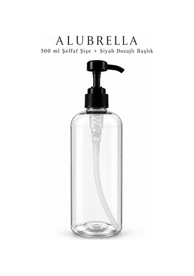 Dozajlı Basmalı Başlık Şeffaf Doldurulabilir Plastik Şişe 500 Ml Şeffaf - Amber