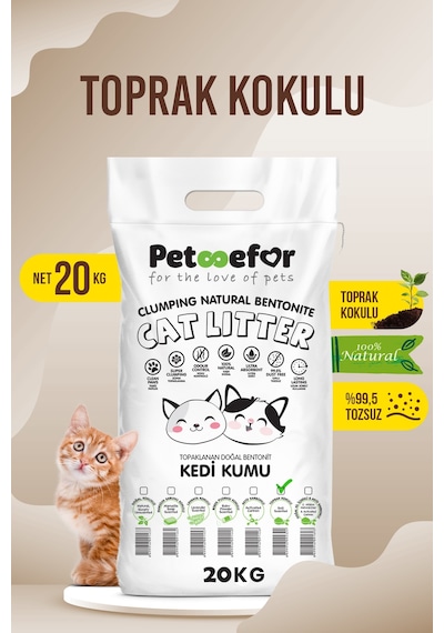 20 Kg Toprak Kokulu Yeni Nesil Organik Kahverengi Kedi Kumu