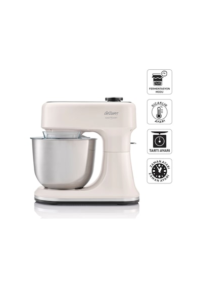 Arzum AR1190 Gastroart Stand Mikser 1500W 12 Hız Ayarı Dahili Tartı ve Fermentasyon Özelliği Krem