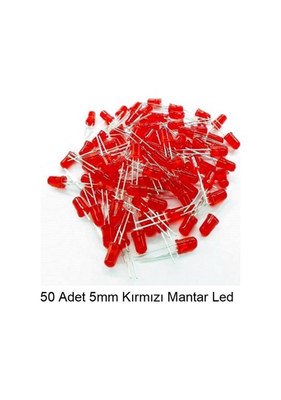 5mm Kırmızı Mantar Led Diyot Yüksek Parlaklık - 50 Adet Ekonomik Paket