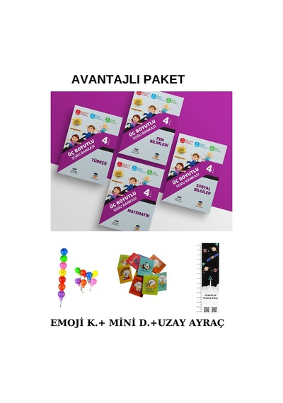 Zeka Küpü 4. Sınıf Üç Boyutlu Tüm Dersler Soru Bankası Seti 4 Kitap Emoji K. + Mini D. + Uzay A.