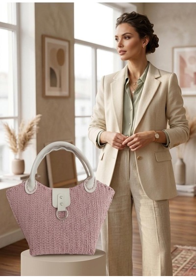 İlke Çanta Dünyası Kelebek Cotton Makrome El Yapımı Kadın Çanta Şık Tasarım, Dayanıklı Örgü, Günlük Kullanım Pembe - Pudra İlke Çanta Dünyası Kelebek Cotton Makrome El Yapımı Kadın Çanta Şık Tasarım, Dayanıklı Örgü, Günlük Kullanım Pembe - Pudra