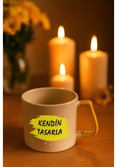 Kendin Tasarla Bardak - Kişiye Özel Bardak Satıya Sor Sarı2