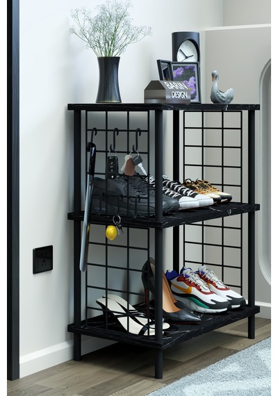 3 Raflı Metal Telli Çok Amaçlı Ayakkabılık Ve Organizer Raf Kolay Kurulumlu, Çevir-tak Sistem Raf Siyah Mermer 3 Raflı Metal Telli Çok Amaçlı Ayakkabılık Ve Organizer Raf Kolay Kurulumlu, Çevir-tak Sistem Raf Siyah Mermer