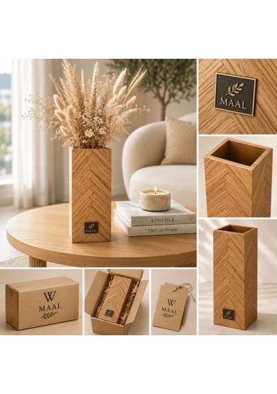 Maal Meşe Collection Dekoratif Ahşap Vazo