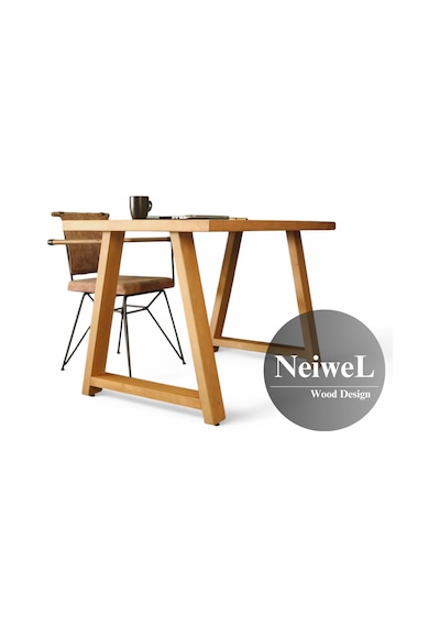 Neiwel Mies Doğal Ahşap Çalışma Ve Ofis Masası-70cm-180cm Açık Ceviz
