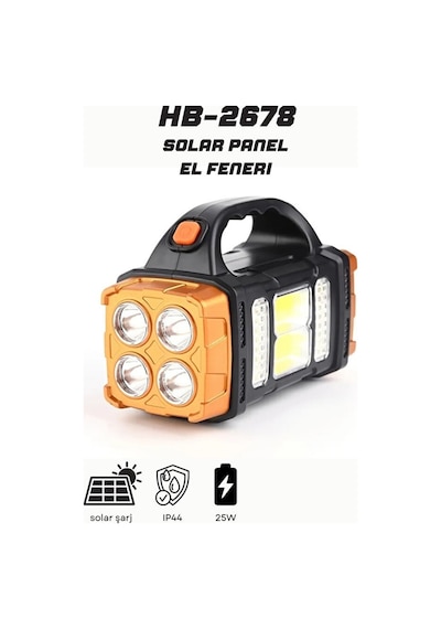Hb-2678 25w Solar Şarjlı El Feneri Ve Kamp Lambası Çift Renk Aydınlatma Ip44 Suya Dayanıklı Renkli