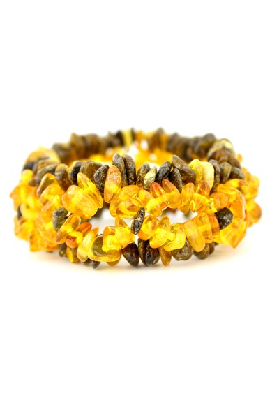 Kehribar Bileklik Amorf Tasarım Ambergold Blk23-119 Çok Renkli