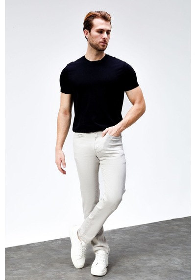 HLT Jeans Erkek Taş Rengi Regular Fit Likralı Boru Paça Rahat Kesim Jean Kot Pantolon Hlthe001918 Gri