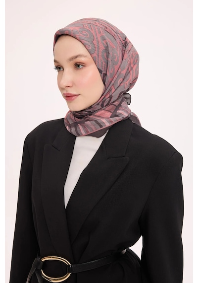 Silk Home Dört Mevsim Antik Motif Viskon Velora Eşarp 6419 Koyu Gri