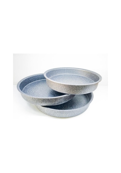 Oms 3086 3 Parça Granit Tepsi Seti Gri