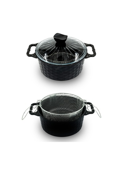 Polochef Döküm Granit Kızartma Tenceresi Fritöz 24cm Siyah