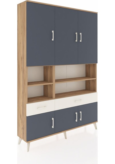 Arges Dolap 8 Raflı 2 Çekmeceli 6 Kapaklı 132x30x195 Çam-antr... Çam