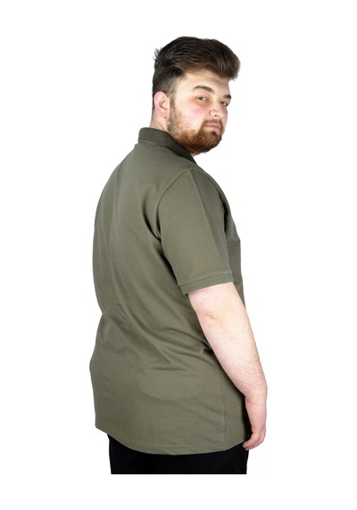 Mode Xl Battal Beden Erkek Tshirt Polo Yaka Cepli Klasik Pike 20552 Haki 001