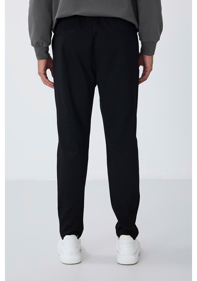 Tommy Life Siyah Yüzeyi Dokulu Standart Fit Erkek Eşofman Alt - 82155