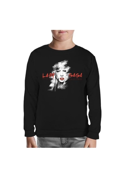 Lord Tshirt Lady Gaga - Face Siyah Çocuk Sweatshirt Siyah