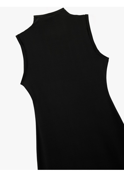 Koton Dar Kalıp Midi Boy Kolsuz Dik Yaka Kalem Bodycon Elbise Siyah 6wak80009uk
