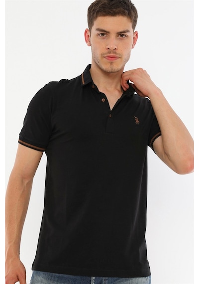 T8586 Dewberry Erkek Polo Yaka T-shırt-siyah Siyah