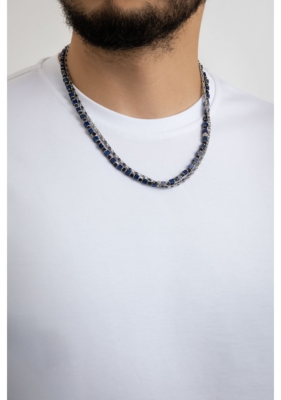 So Chic Lapis Taşlı 55 Cm Çelik Çoklu Erkek Kolye Lacivert