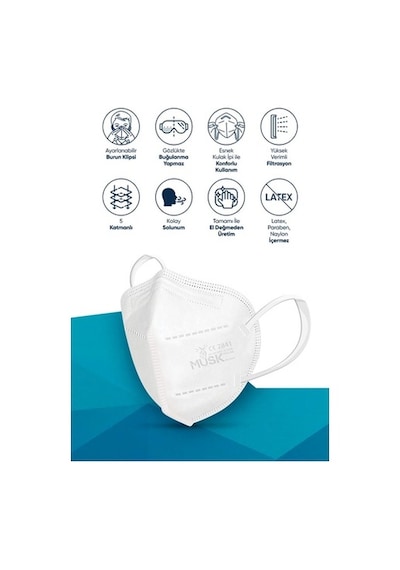 Musk Ffp2/N95 Maske Mix Renk 30 Adet