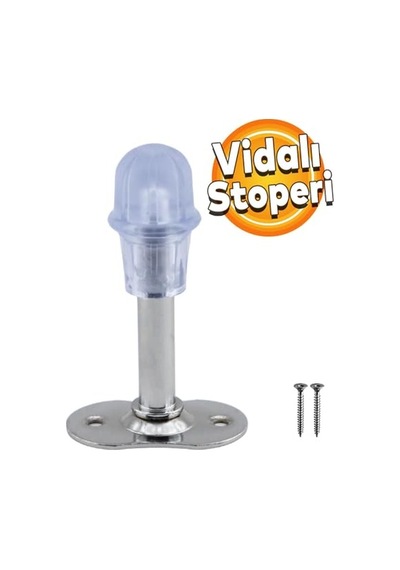 Badem10 Kapı Stoperi Krom 8 Cm Metal 5 Adet Kapı Durdurucu Tutucu Tamponu Stopu Silikonlu