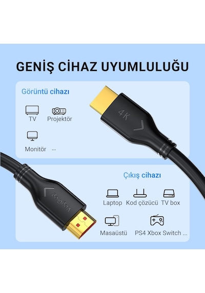 Veggieg V-h108 18gbps Hdr 4k 60hz 3d Hdmı 2.0 Kablo 3 Metre