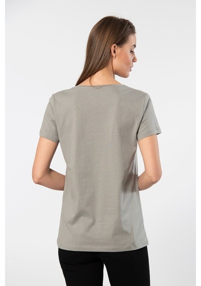 Wtshirt Milano Kısa Kol Derin V Yaka Kadın T-shirt Gri 001
