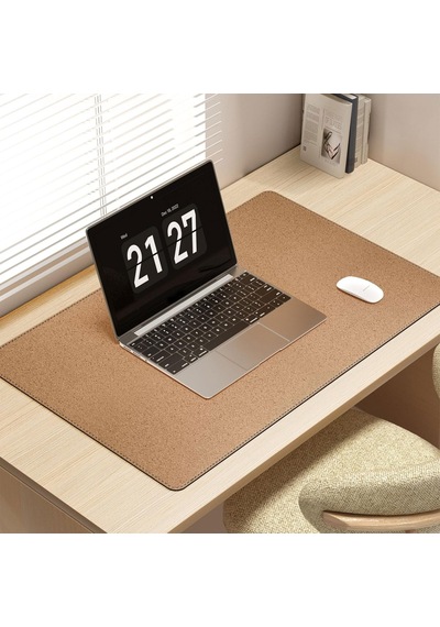 Mantar Ve Pu Deri Masa Paspası, 80 Cm X 50 Cm Büyük Oyun Mouse Pad Xxl, Çift Taraflı Kaymaz Taşınabilir Masa Pedi