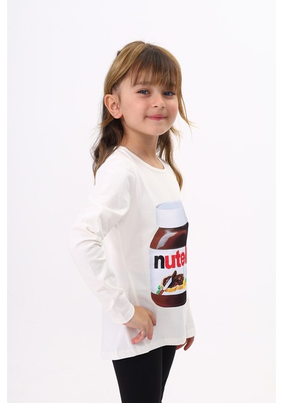 Toontoy Kids Toontoy Kız Çocuk Nutella Baskılı T-shirt Ekru
