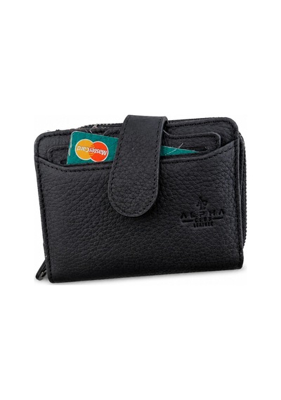 Alphaclub Bag Kadın Çok Bölmeli Kartlıklı Çıtçıt Kapamalı Cüzdan Siyah