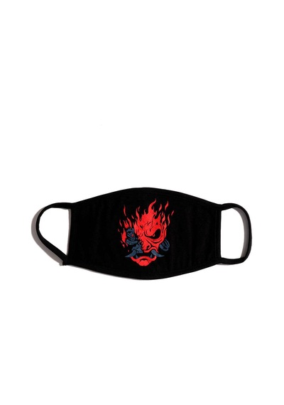 Bant 2077 Cyberpunk Desenli Pamuklu Yıkanabilir Maske Siyah
