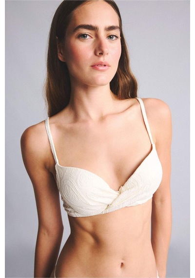 Defacto Regular Fıt Desenli Ekru Bikini Üstü E1539ax26smwt16 Beyaz-wt16