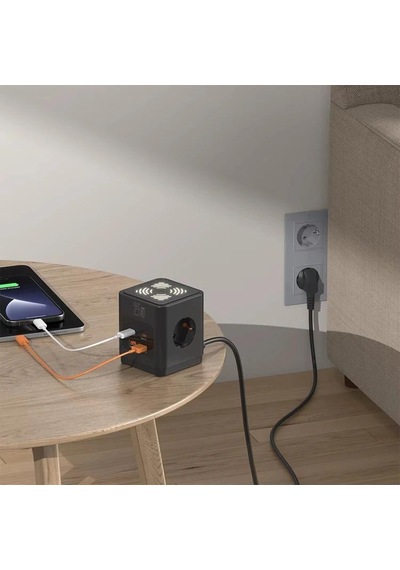 3680w 3 Lü Çoklu Priz 2 Usb 2 Type-c Gece Işıklı Masaüstü Küp Priz Şarj İstasyonu 1 - 3 M