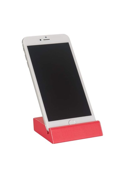 2k Cep Telefonu Stand, Deri Kaplı, Kırmızı