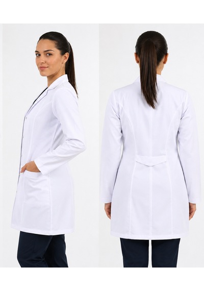 Kadın Beyaz Klasik Yaka Doktor Hemşire Öğretmen Vizit Önlük