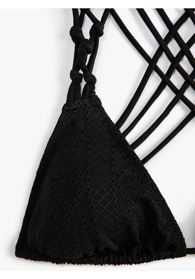 Koton Üçgen Bikini Üstü Fisto Çapraz Askı Detaylı Siyah 3sak10035mm 3SAK10035MM999