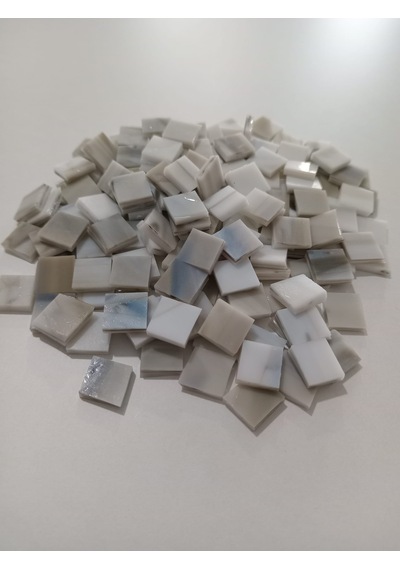 Opak Gri Kare Vitray Cam Mozaik Taşı - Sanatsal Mozaik İçin Yaklaşık 10x10 Mm