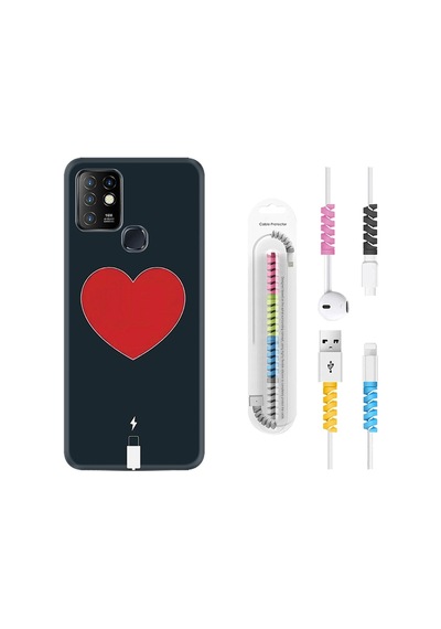 Infinix Hot 8 Kılıf Kablo Koruyuculu Charge Heart 1422