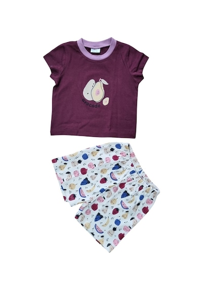 Fuar Baby Kız Bebek Çocuk %100 Pamuklu Şort Takım 1-4 Yaş Avokado Desenli