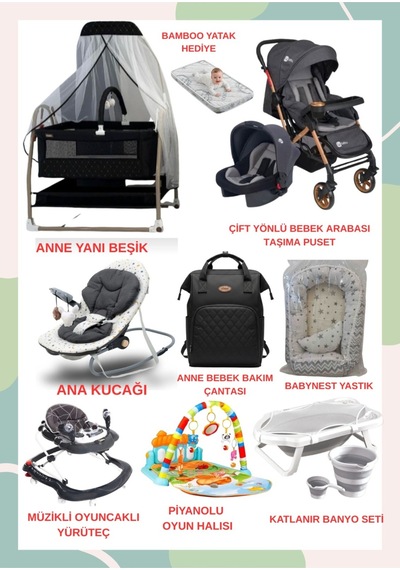 Turhanbebe Bebeğinizin Tüm İhtiyaçları Lüx Bebek Çeyiz Seti Plus Aktif Babynest - Siyah