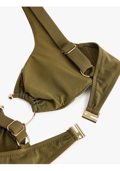 Koton Aksesuar Detaylı Bikini Üstü Haki 6sak10028mm