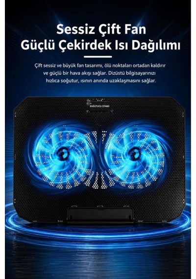 Laptop Soğutucu Çift Fanlı Ayarlanabilir Dizüstü Bilgisayar Soğutma Fanı Cf02