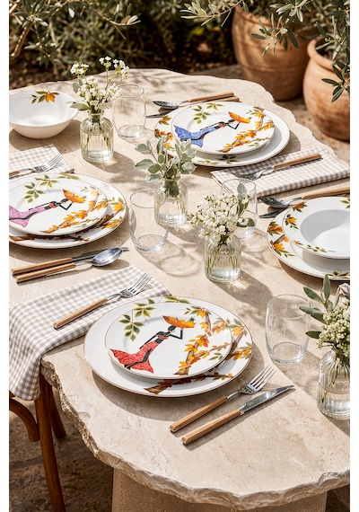 Karaca Elegance Bone Samira 24 Parça 6 Kişilik Yemek Takımı Renkli