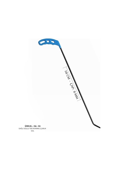 58 Cm 8 Mm Çap Sağlı Sollu Tek Kıvrımlı Sol Boyasız Göçük Düzeltme Çubuğu, Pdr Çubuk - S6-10