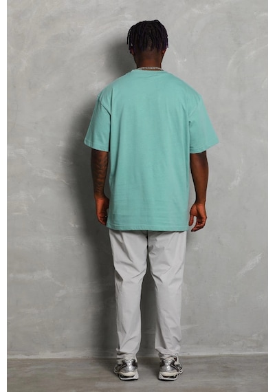 Wear Vexel Erkek Düz Yazlık Kısa Kol Tişört Bisiklet Yaka Oversize T-shirt - Mint Yeşili Çok Renkli
