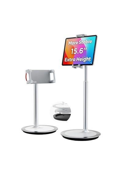 Saıjı Tablet Standı Tutucu, Ayarlanabilir Telefon Standı, 360 Derece Döner, Alüminyum Alaşımlı Cradle Masaüstü Tutucu 4.7"-12.9" Ekran Telefonları İçin Gümüş Diğer