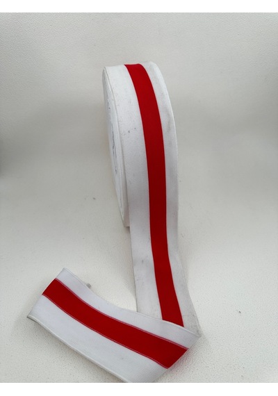 6 Cm Raşel Şerit-5 Metre Kırmızı/beyaz