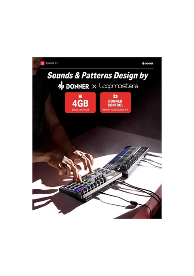 Donner Essential D1 Performance Beat Machine, Step Sequencer& Finger Drum Machine
